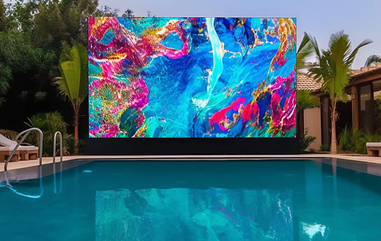 מסכי לד חוץ לבריכה לבתים פרטיים