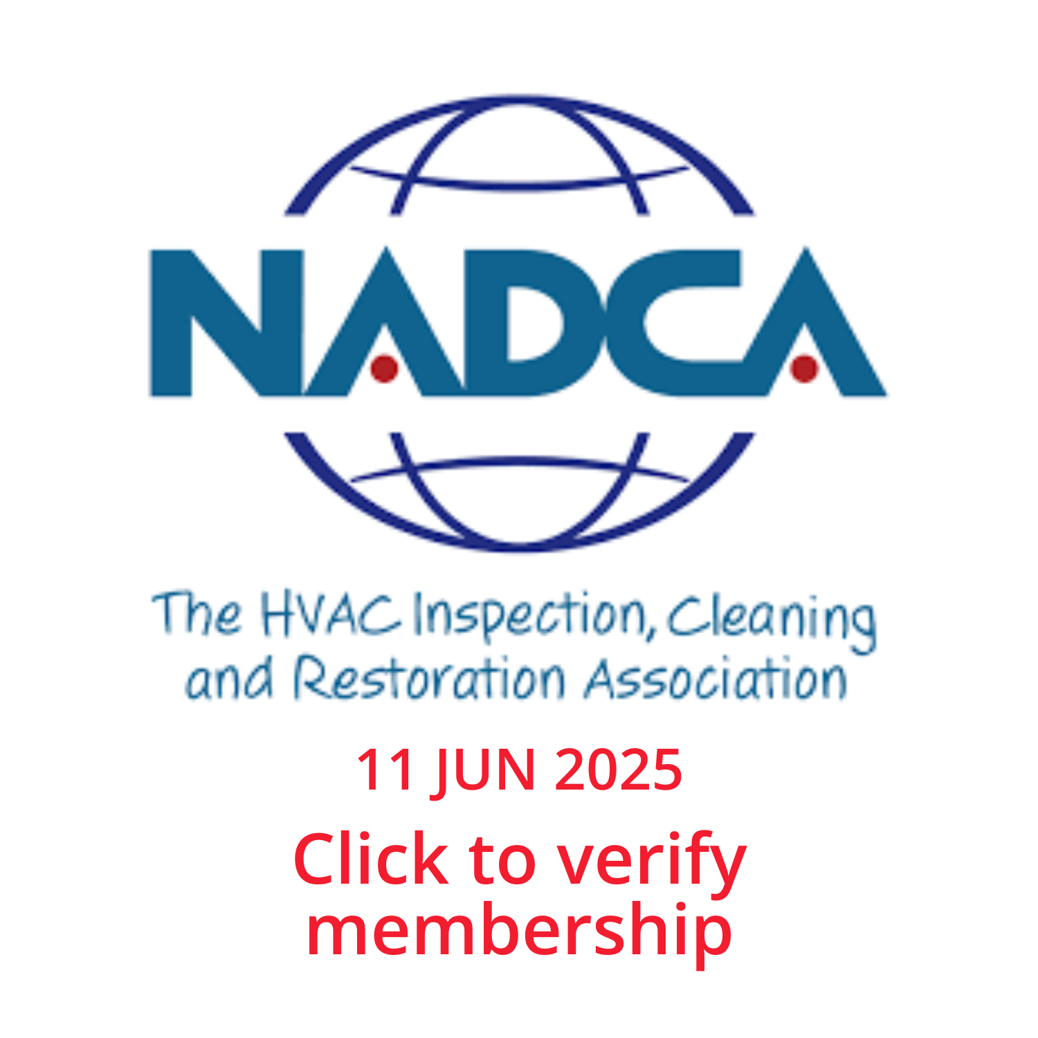 A logo for NADCA hvac inspection cleaning and restoration association