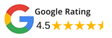 A google rating of 4.5 stars is shown on a white background.