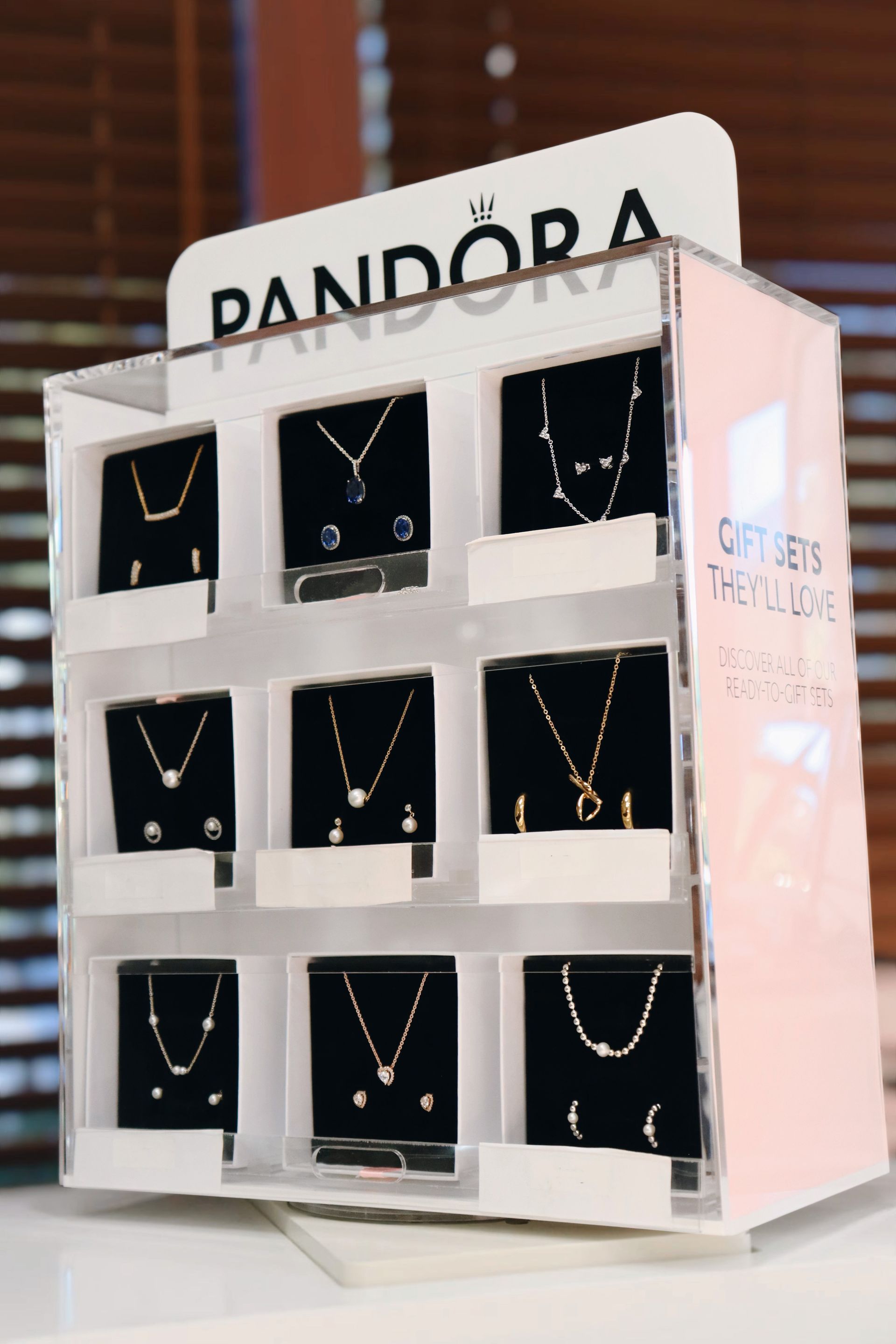 A display case for pandora necklaces and earrings