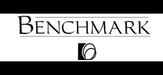 A black and white logo for the company benchmark