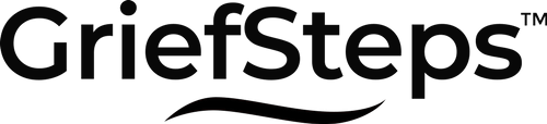 a black and white logo for griefsteps on a white background