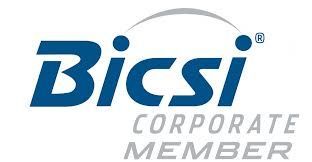 A blue and white logo for bicsi corporate member