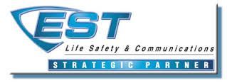 A logo for est life safety and communications strategic partner