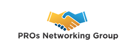 The logo for pros networking group shows a handshake between two people.