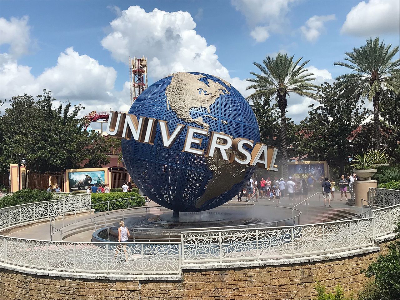 a large globe with the word universal on it