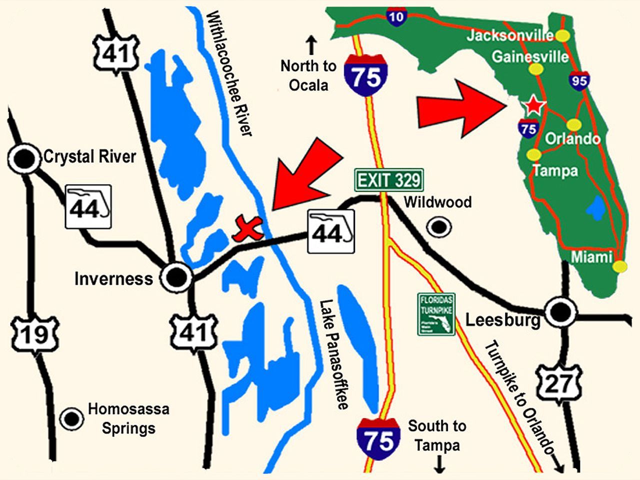 a map showing the location of jacksonville gainesville and tampa