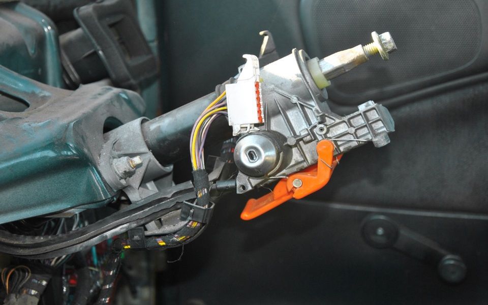 A partly dismantled car ignition system.