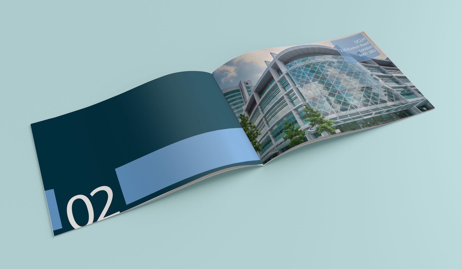 A book is open to a page with a picture of a building on it.