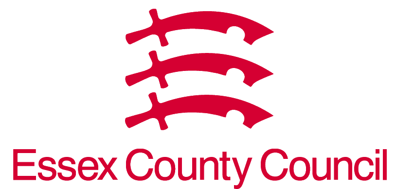 the logo for the essex county council is red and white .