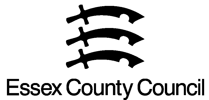 The logo for the essex county council is black and white.