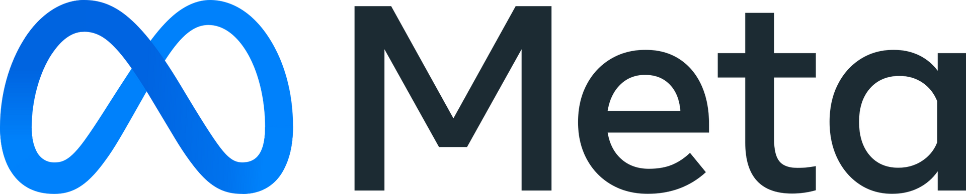 A close up of the meta logo on a white background.