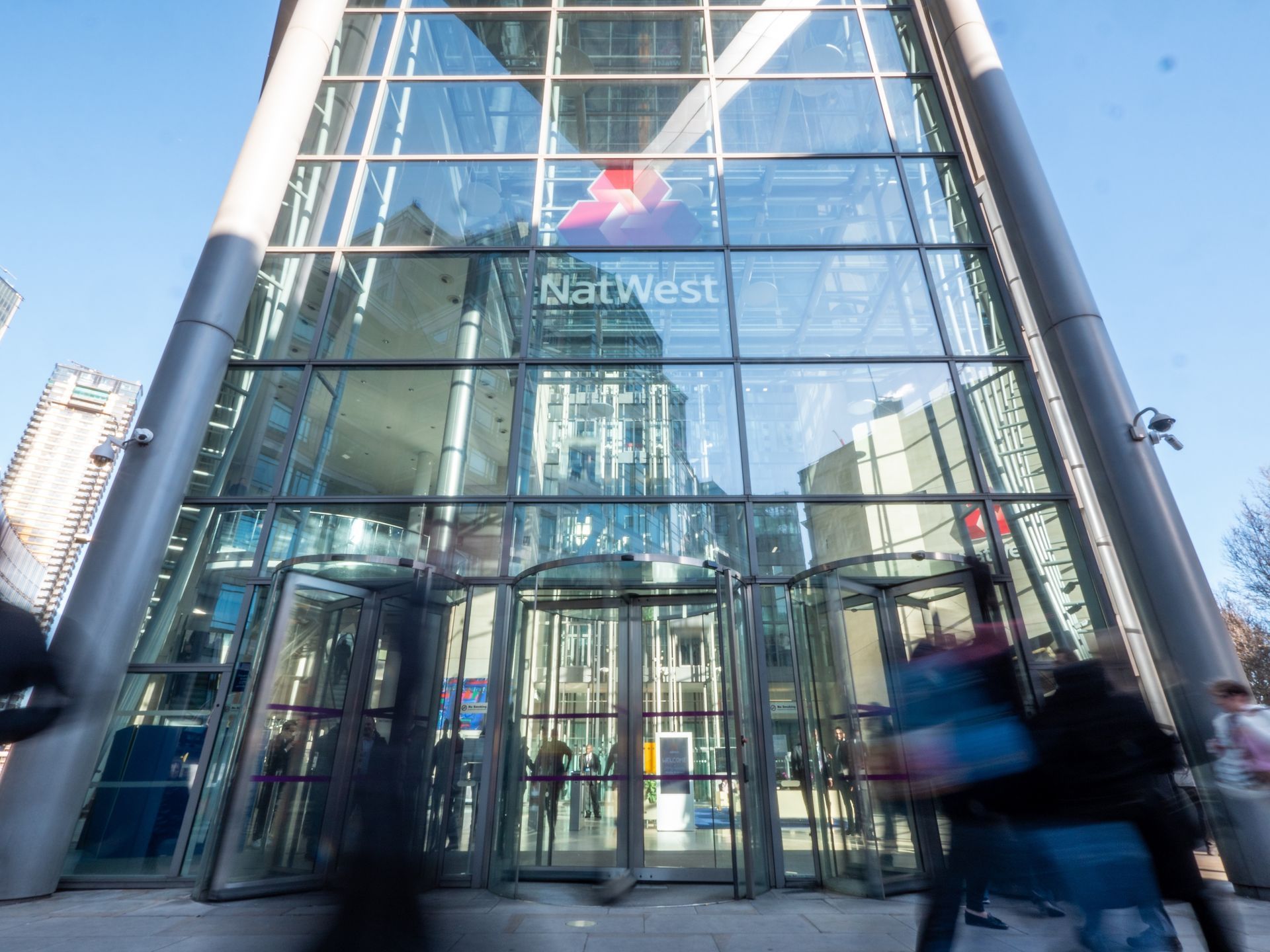 A building with a sign that says ' natwest ' on it