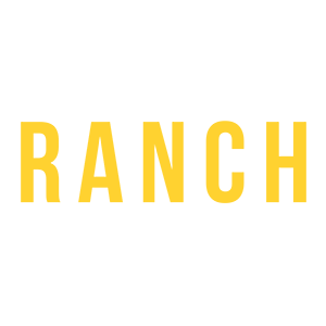 The word ranch is written in yellow letters on a white background.