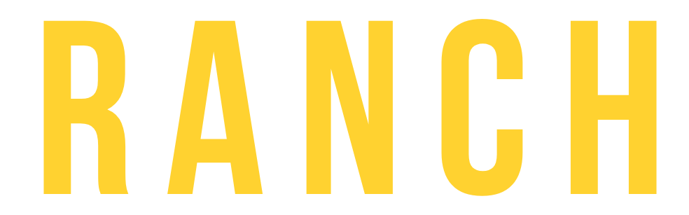 The word ranch is written in yellow letters on a white background.