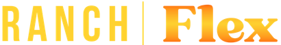 A yellow and orange logo for ranch flex