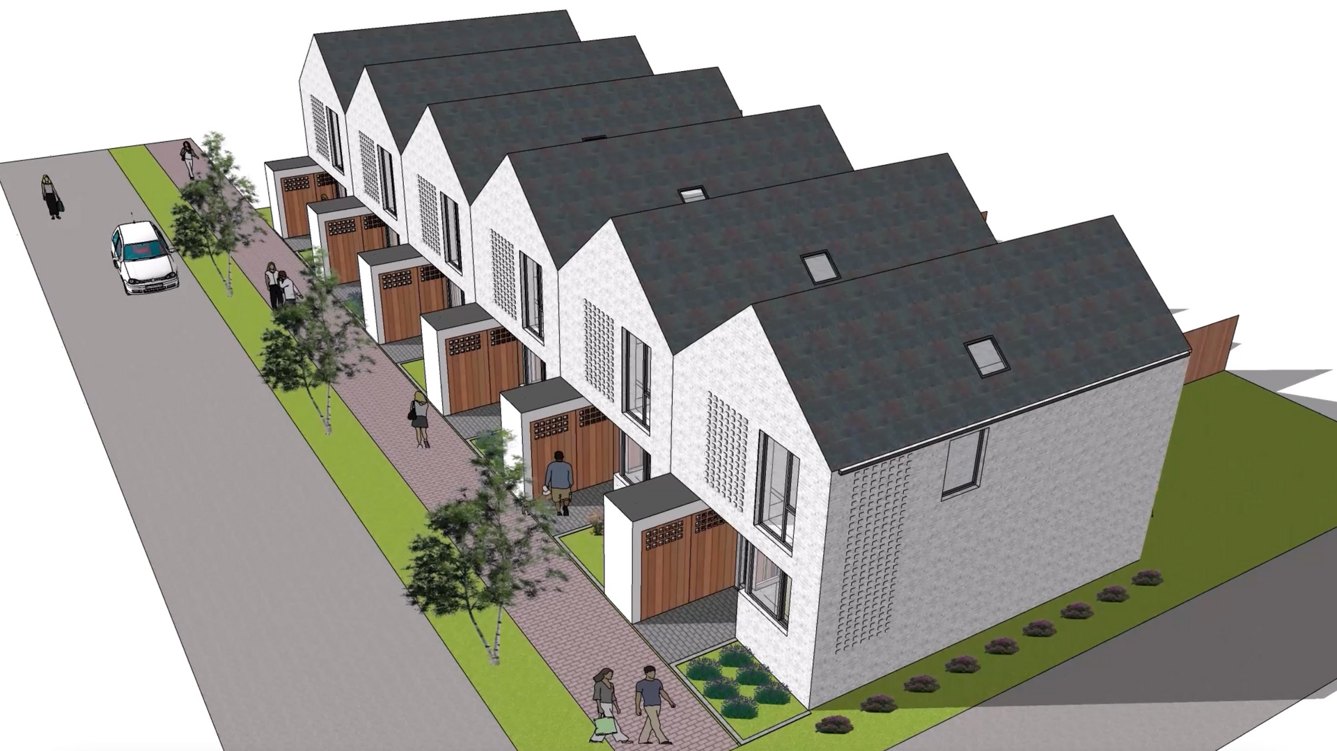 An artist 's impression of a row of houses