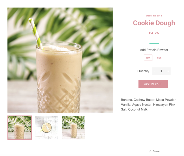 A picture of a cookie dough smoothie on a website