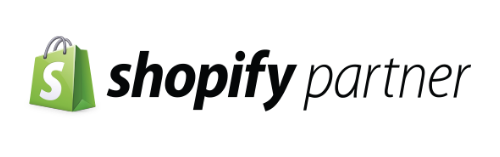 A shopify partner logo with a green shopping bag on a white background.