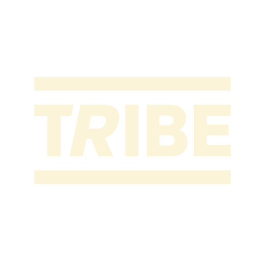 The word tribe is written in yellow on a white background.