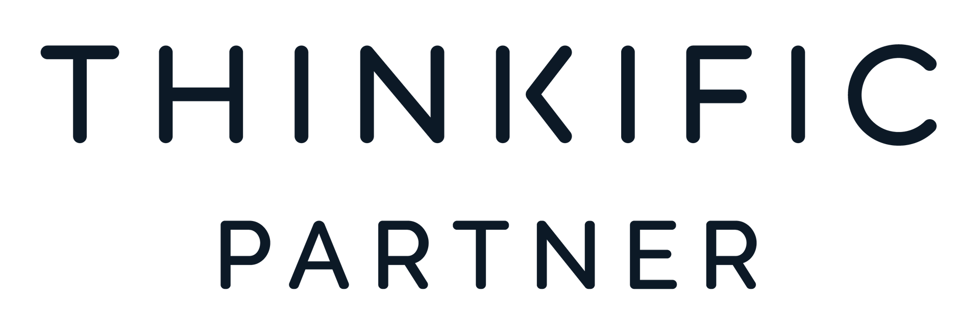 The logo for thinkific partner is black and white.