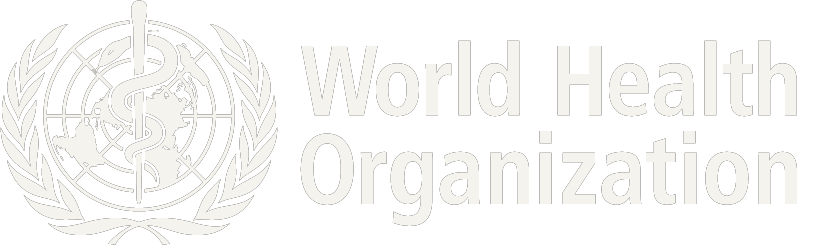 A white logo for the world health organization on a white background.