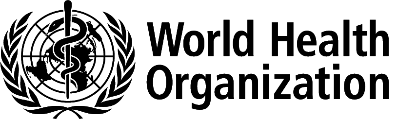 A black and white logo for the world health organization.