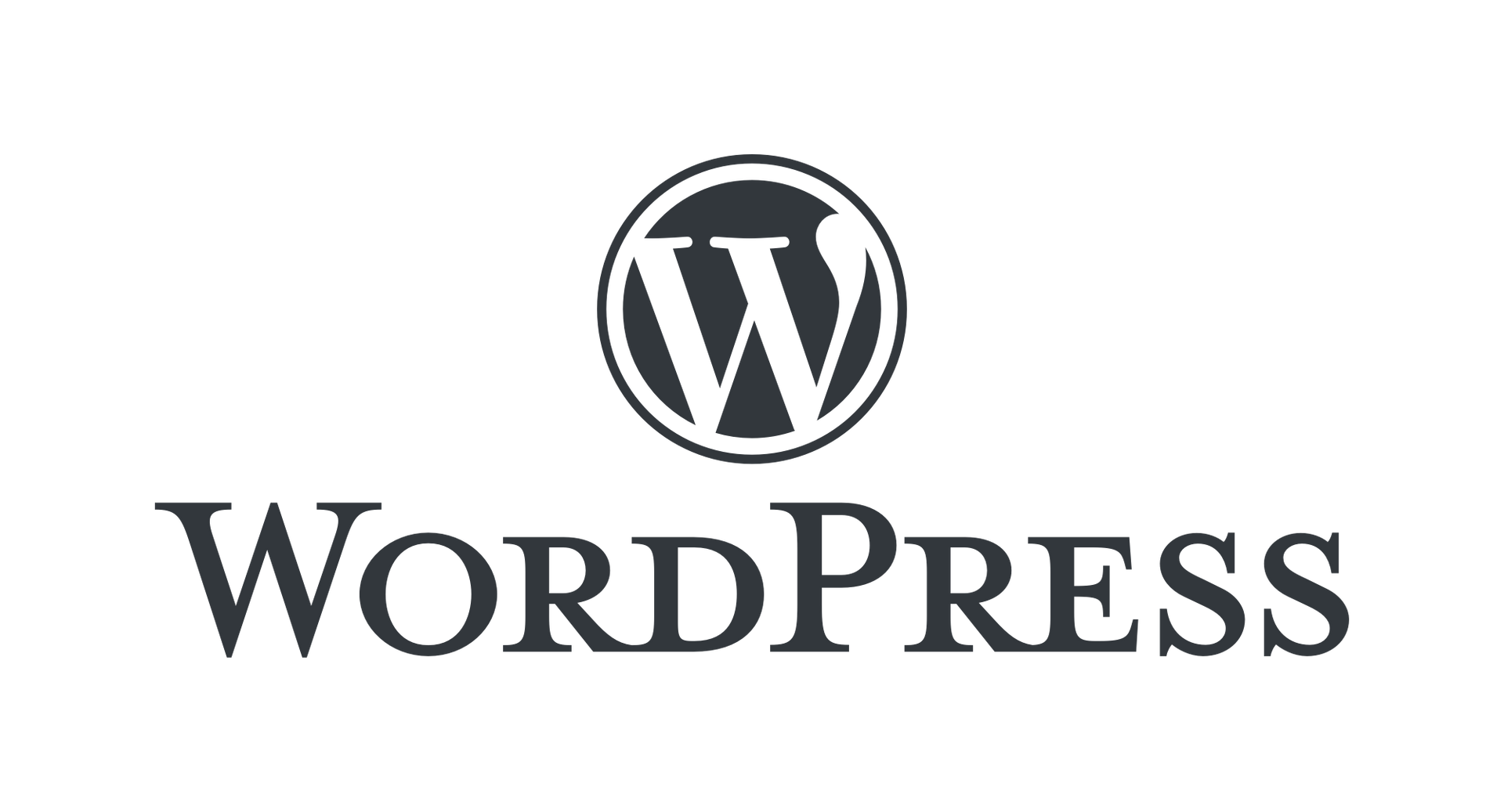 A black and white logo for wordpress on a white background.