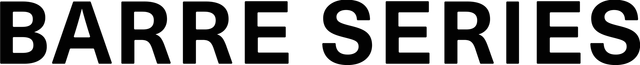 A black and white image of the word barre series
