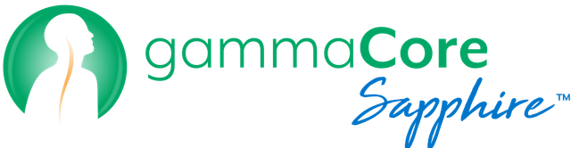 A logo for gammacore sapphire with a green circle