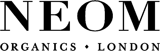 The logo for neom organics london is black and white.