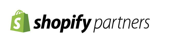 A logo for shopify partners with a green shopping bag on a white background.