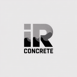Logo for IR Concrete, featuring gray letter "R" and black "IR" over CONCRETE text.