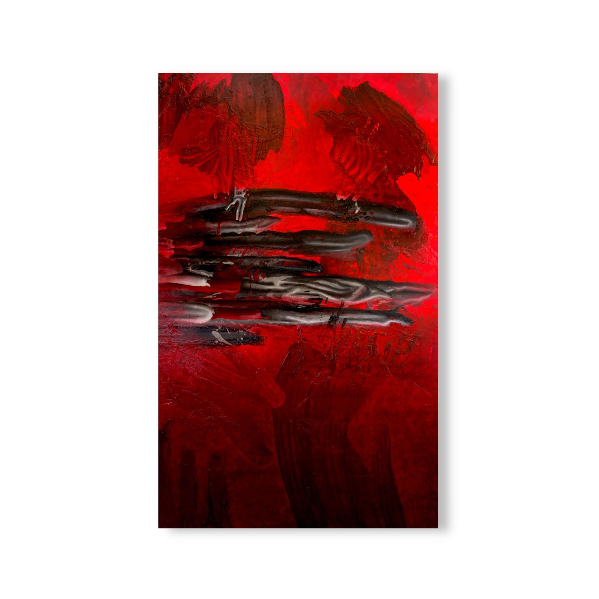 Red and gray painting Caracas 2026 by Lala Drona