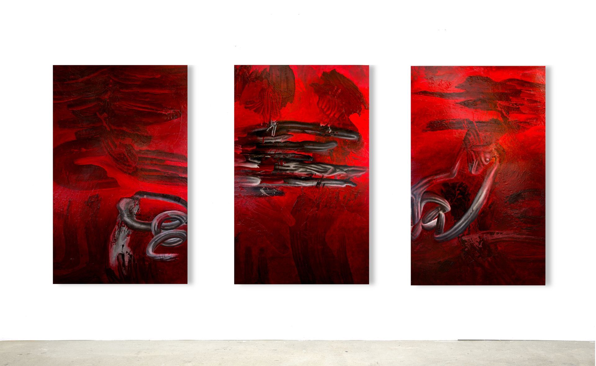 Red and gray painting by Lala Drona