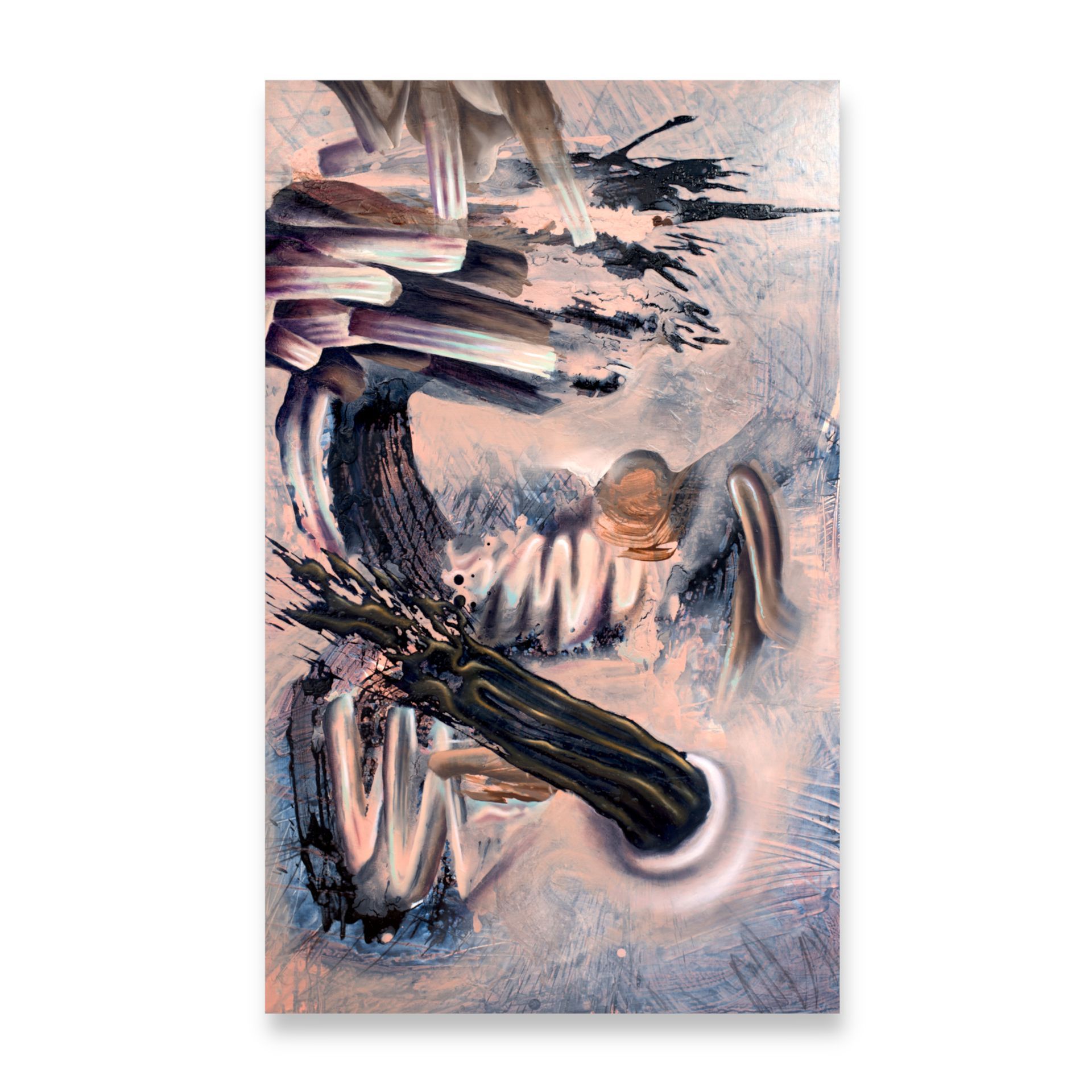 beige abstract painting land oil by Lala Drona