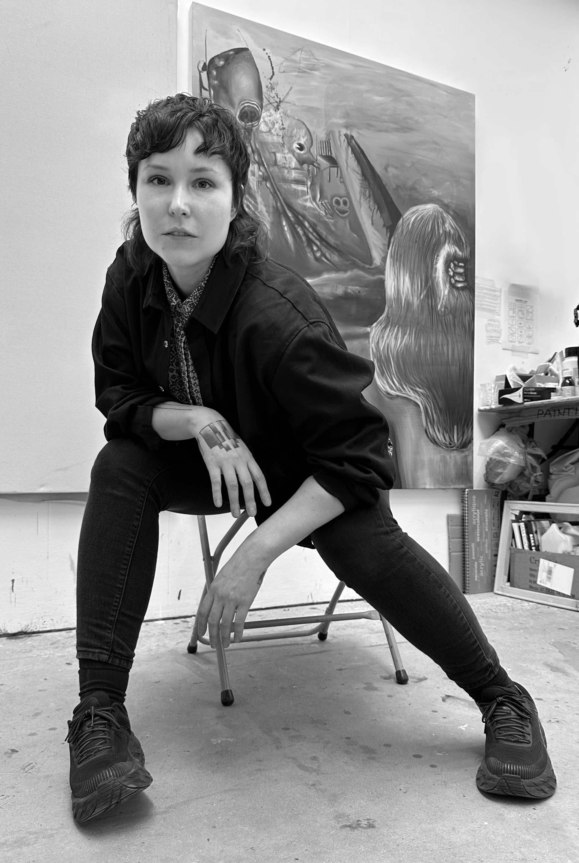 Photo of Lala Drona in her studio at Royal College of Art 2025