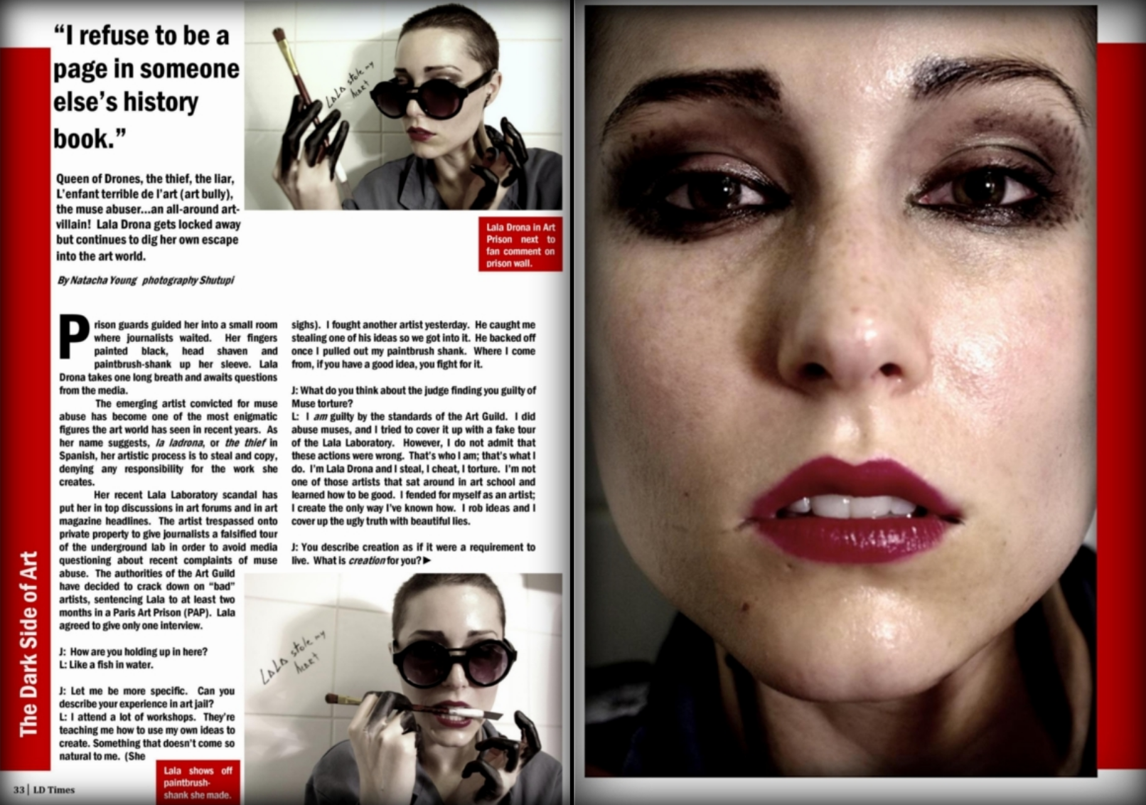 Magazine featuring Lala Drona in her dystopian universe