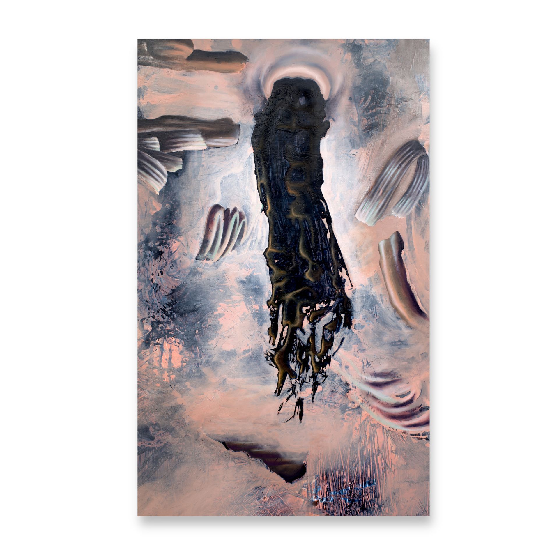 beige and black splash abstract painting 2025 by Lala Drona