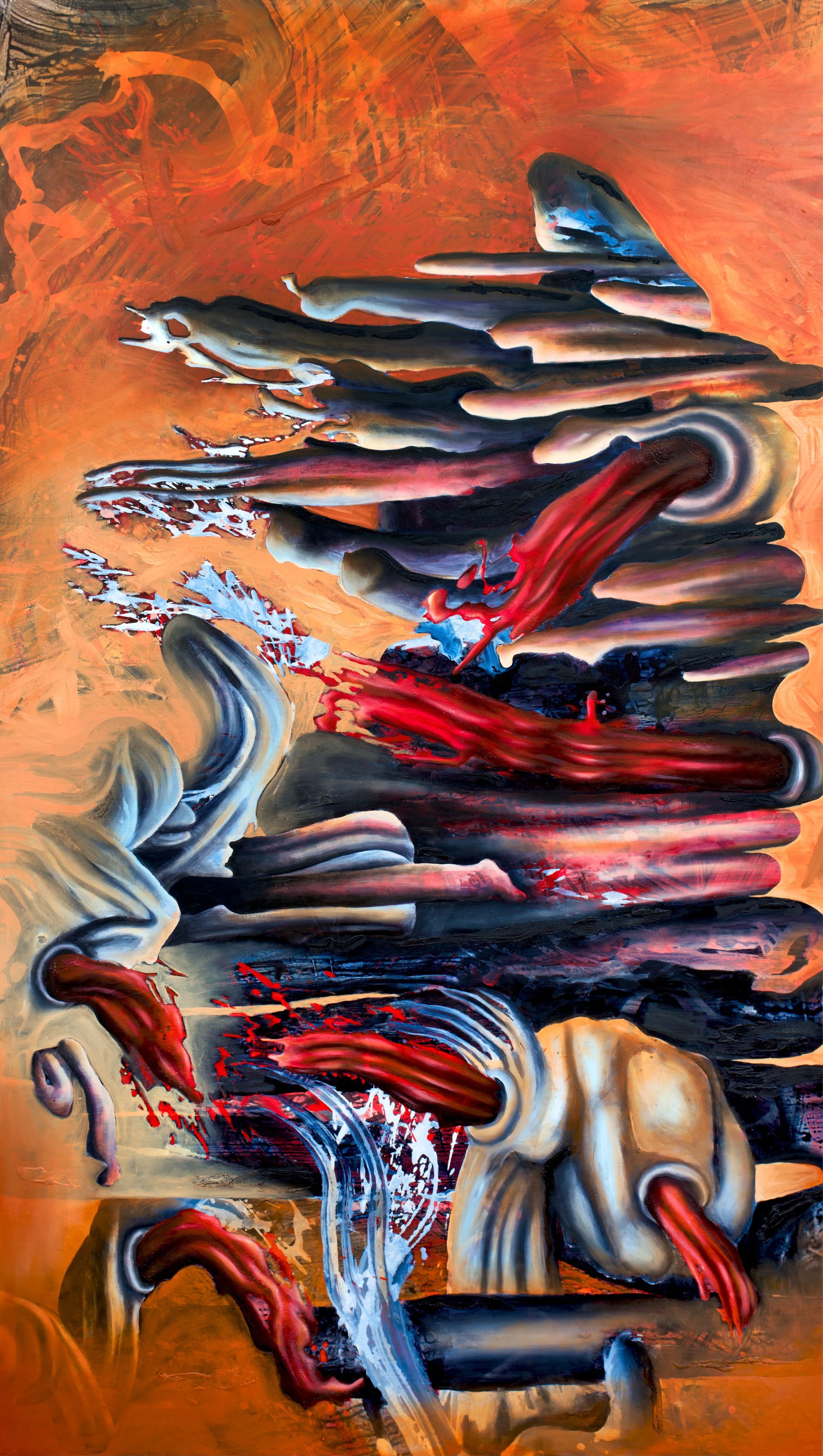 Ms. Comumbine painting by Lala Drona abstract figurative school