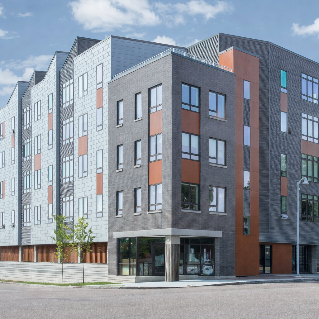 City Lights modern apartment building exterior