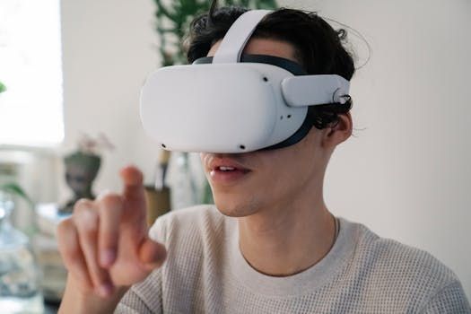 A group of people are wearing virtual reality headsets in a room.