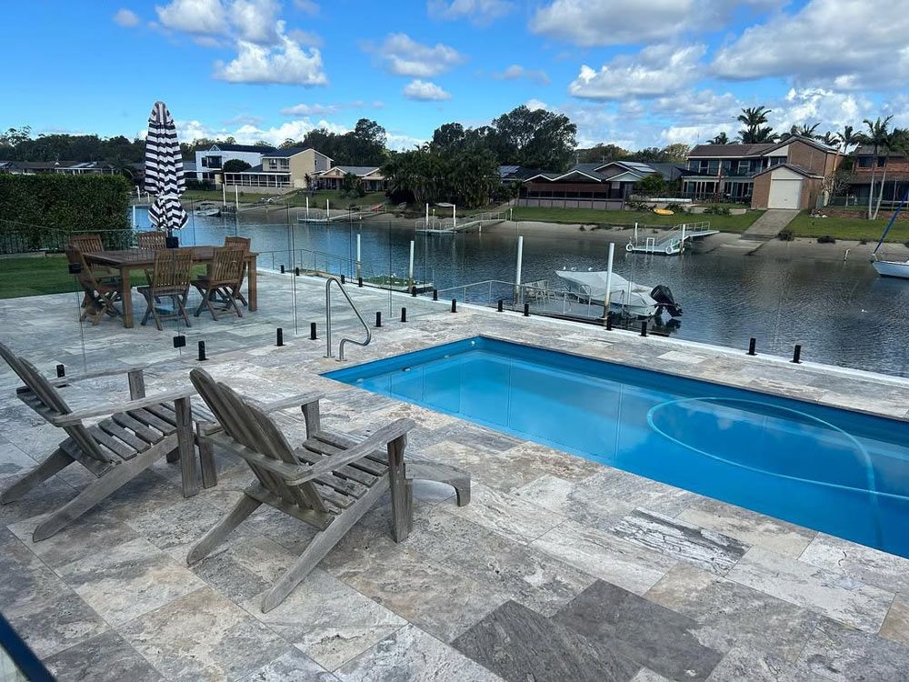 Installed Swimming Pool and Lounge Chairs
