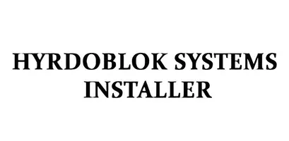 HYRDOBLOK SYSTEMS INSTALLER text in bold black letters on a white background