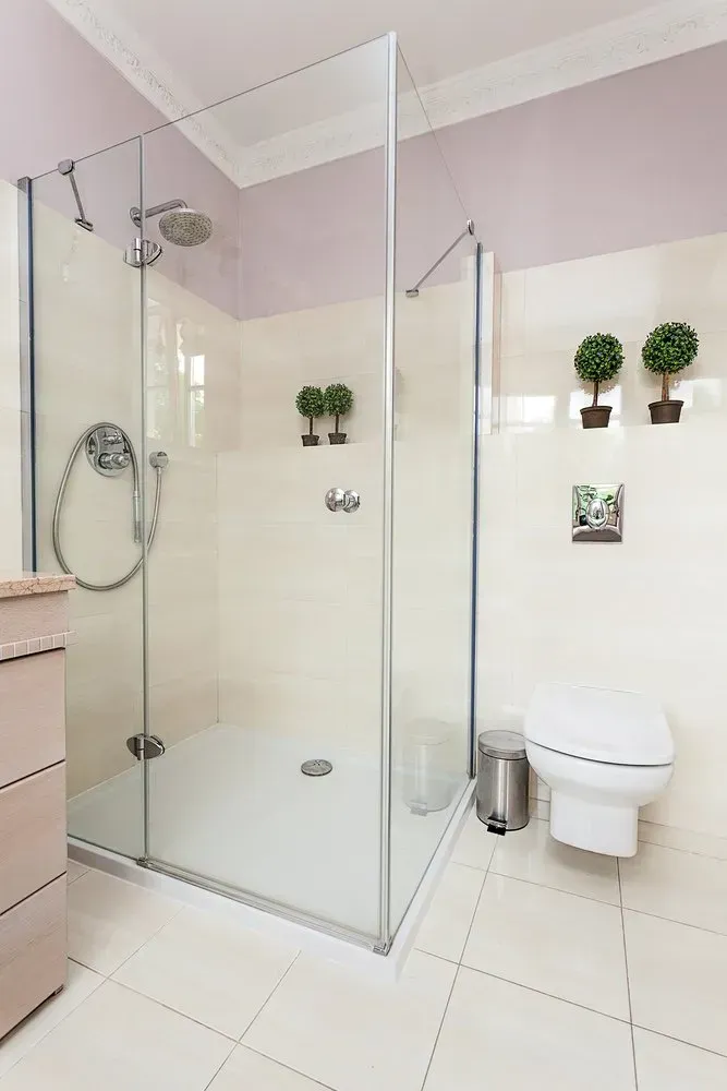 A Bathroom With a Walk in Shower and a Toilet — Orana Glass In Dubbo, NSW
