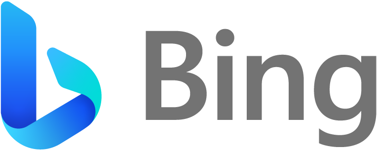 The bing logo is blue and gray with a blue arrow pointing to the right.