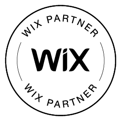 A black and white logo for a wix partner.