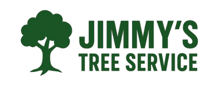 Jimmy 's tree service logo with a tree on a white background.