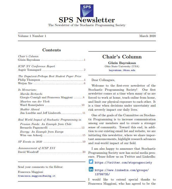 1st SPs Newsletter March 2020
