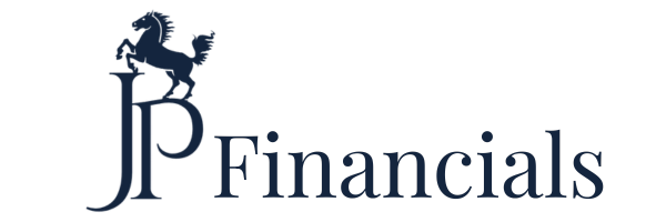 A logo for jp financials with a horse on it